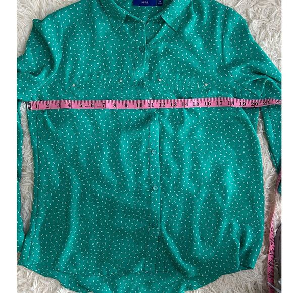 Apt. 9 Women's Size M Teal Button Up Roll Tab Sleeve Lightweight Blouse #0349 - Picture 12 of 14